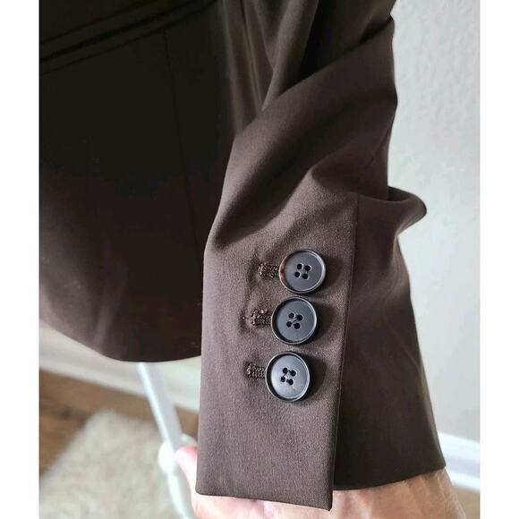 Lafayette 148 New York Blazer Womens Size 6 Brown Wool Career Jacket Two-Button - Picture 2 of 10